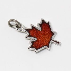 Sterling Silver BMCO Enamel Canada Maple Leaf Souvenir Charm Pedant